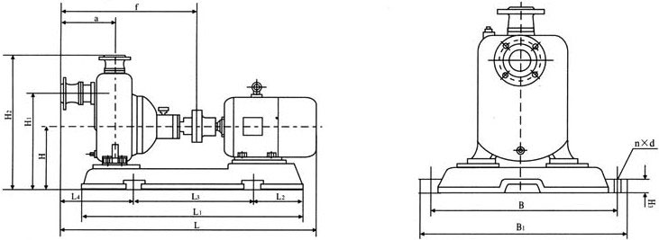 ZW无堵塞自吸式排污泵安装尺寸图