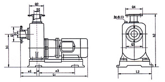 ZCQ型自吸式磁力泵安装尺寸图