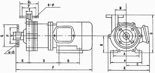 CQF型工程塑料磁力泵安装尺寸图