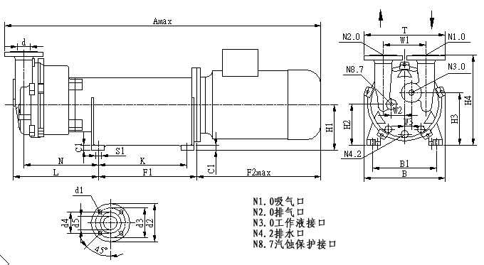 2BV6水环真空泵外形尺寸图