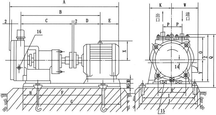 SZB型水环式真空泵安装尺寸图