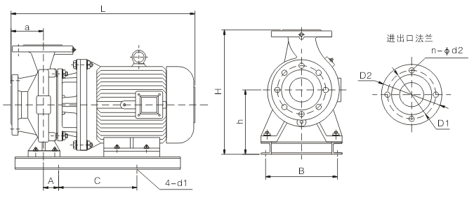 XBD-W卧式消防泵安装尺寸图